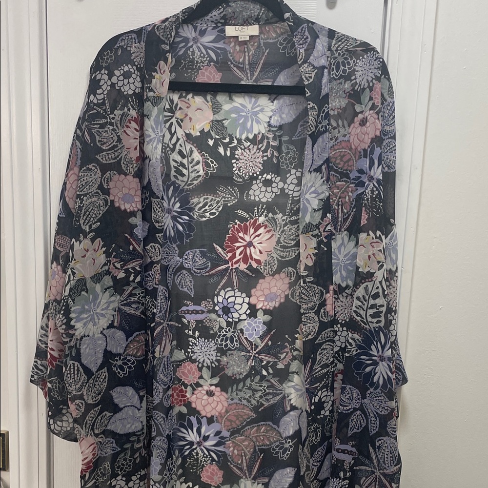 LOFT Multicolor Sheer Kimono